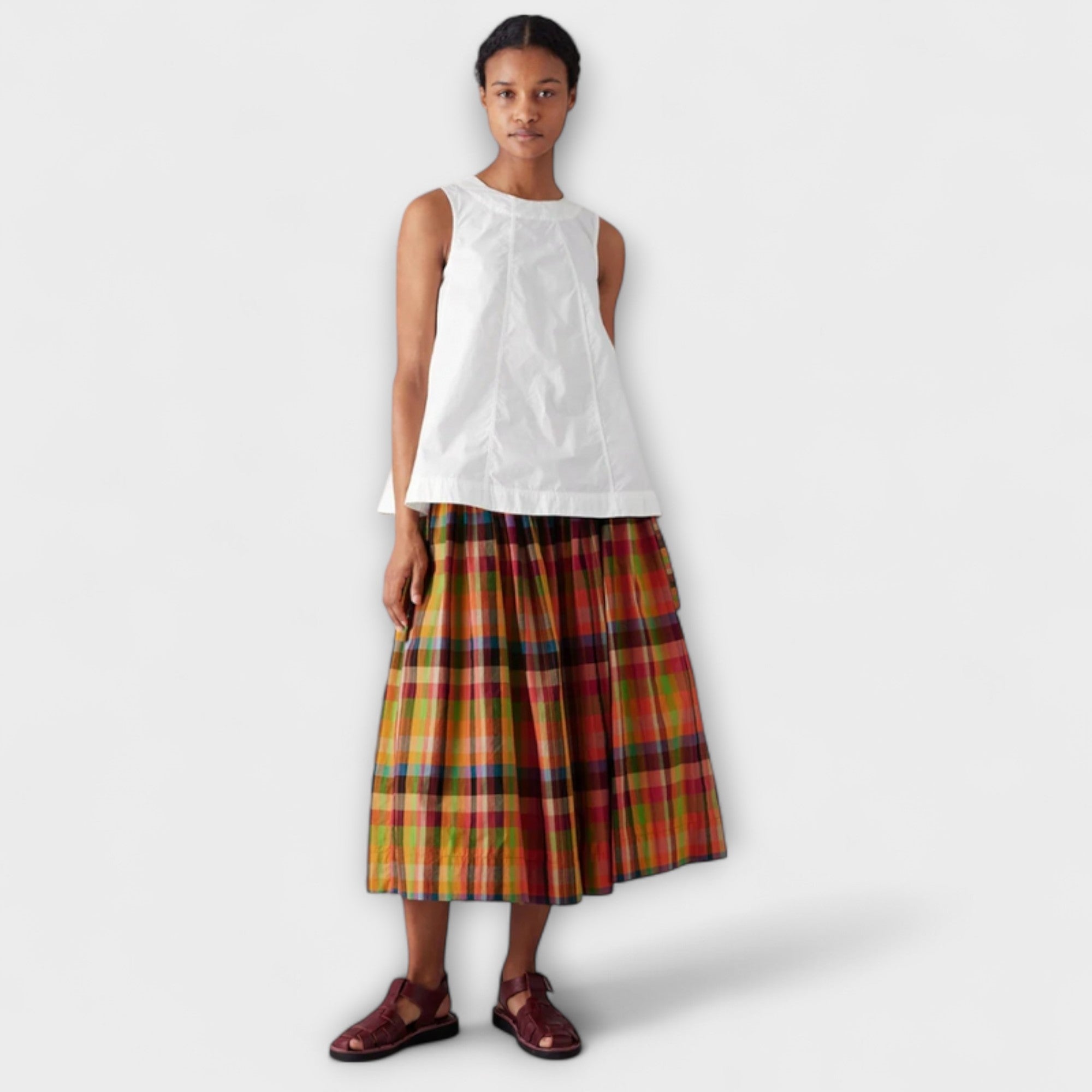 Emilia - Multicolored Striped Pleated Skirt