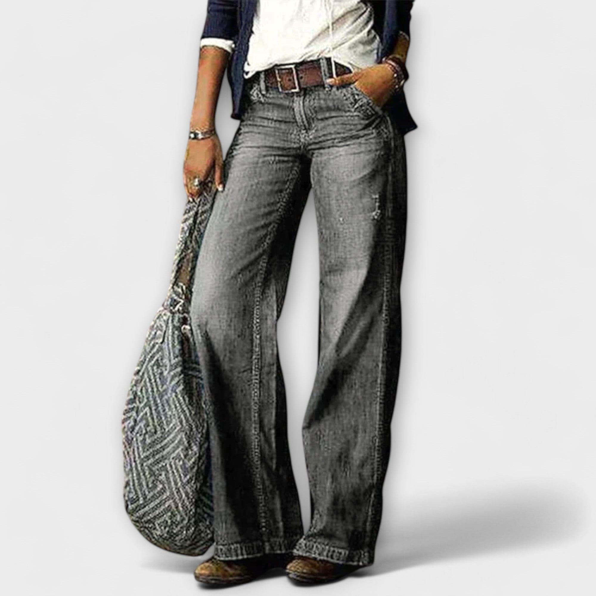 Cess - Denim Pants with Wide Leg