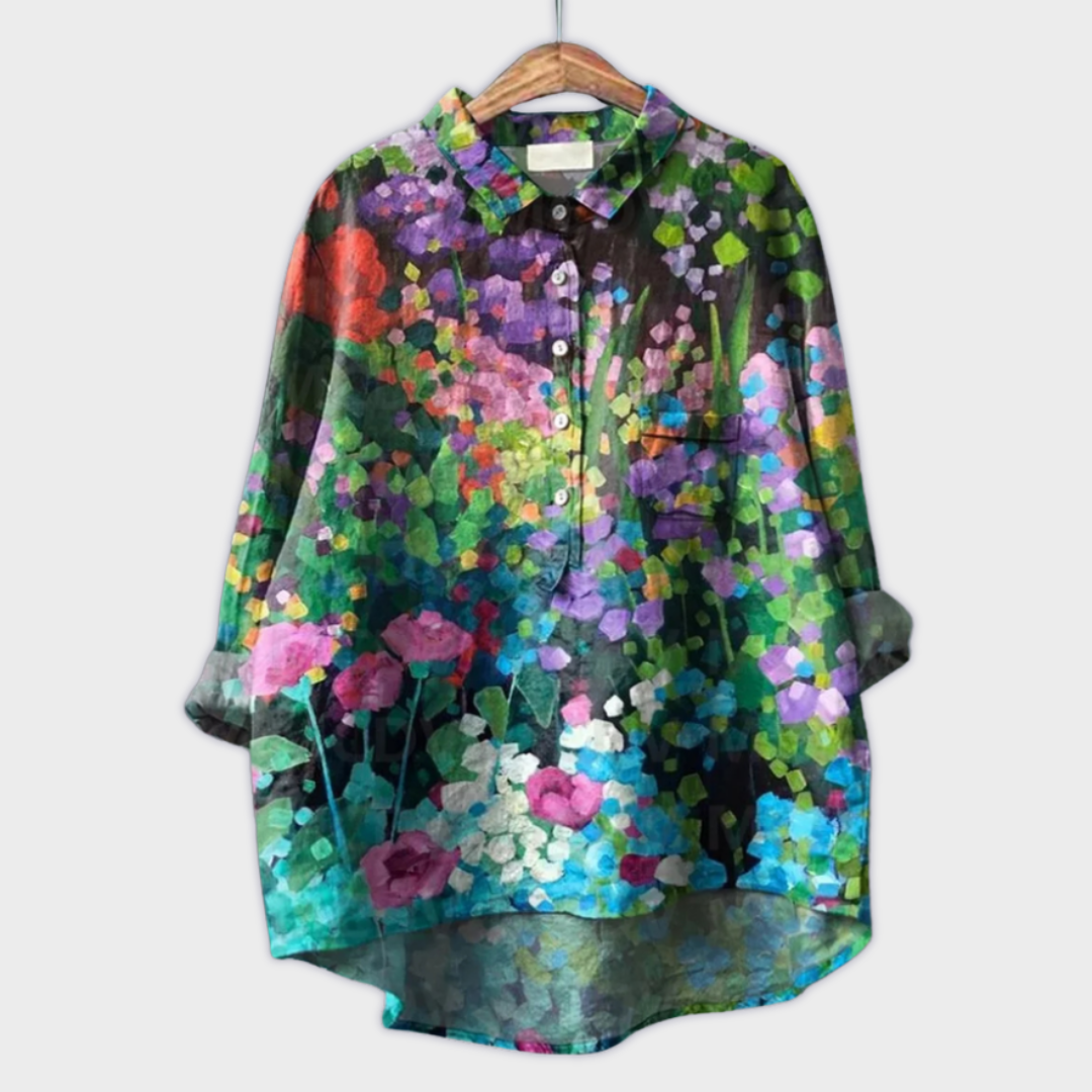 Magdalena - Handmade Women's Blouse with Floral Design